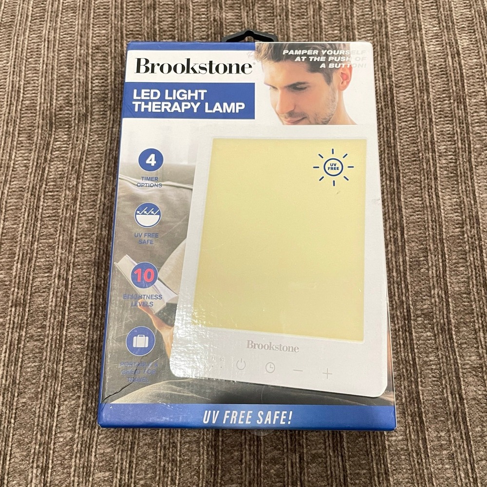 NEW Brookstone LED Light Therapy Lamp 10000 LUX UV Free White BK1420-NOC